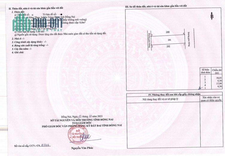 Bán gấp lô đất thổ cư 80m2, 2 mặt tiền tại Trảng Bom, Đồng Nai. 0909469065