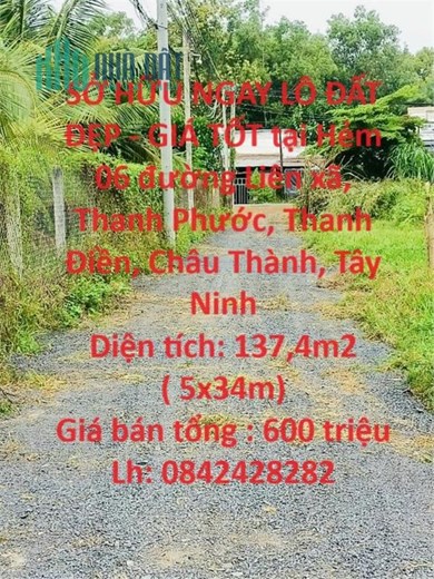 SỞ HỮU NGAY LÔ ĐẤT ĐẸP - GIÁ TỐT tại Châu Thành - Tây Ninh