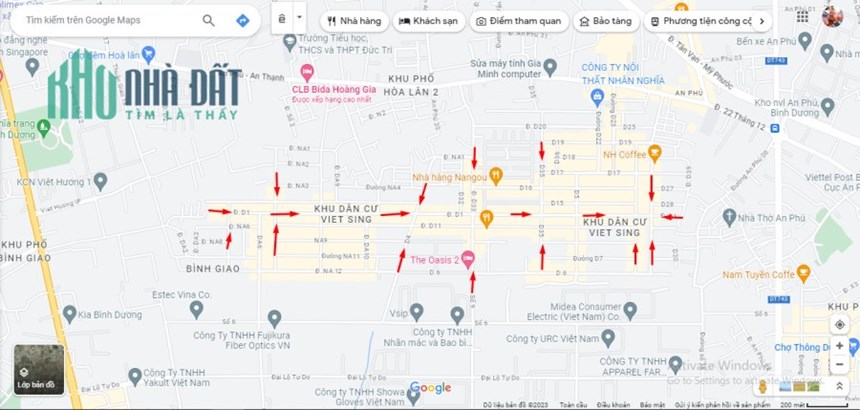 Cho Thuê Nhà Mặt Tiền D1 (trục chính) KDC Việt Sing - Thuận An - Bình Dương.