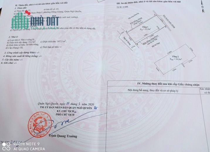 Bán nhà Nam Pháp 1 gần Đại Học Hàng Hải, 59m 2 tầng GIÁ 2.6 tỉ ngõ nông