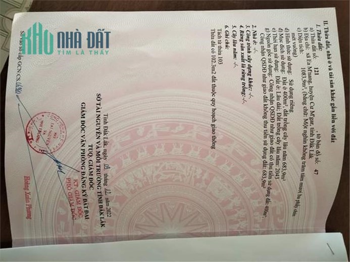CHÍNH CHỦ BÁN NHANH LÔ ĐẤT ĐẸP – GIÁ TỐT TẠI xã Ea Mnang Huyện Cưmgar, Đak Lak