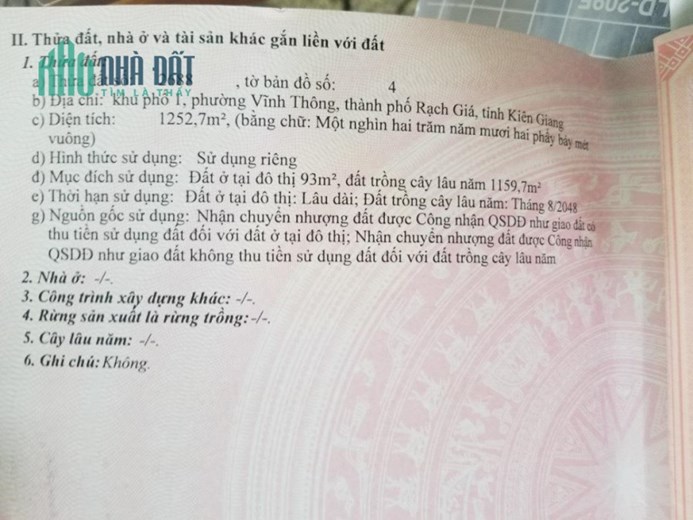 CHÍNH CHỦ CẦN BÁN Nhanh 2 LÔ ĐẤT Tại Phường Vĩnh Thông , TP Rạch Giá , Kiên Giang