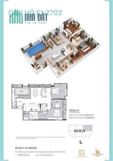 Bán căn hộ Penthouse D'.El Dorado Tây Hồ 252m2, view Hồ Tây