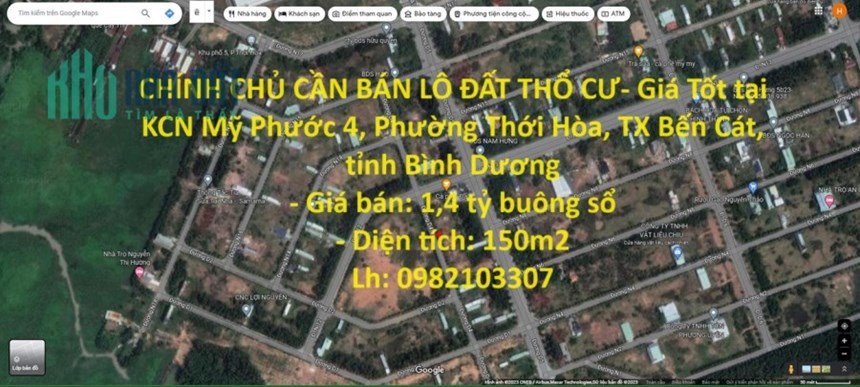 CHÍNH CHỦ CẦN BÁN LÔ ĐẤT THỔ CƯ- Giá Tốt tại KCN Mỹ Phước 4, Phường Thới Hòa