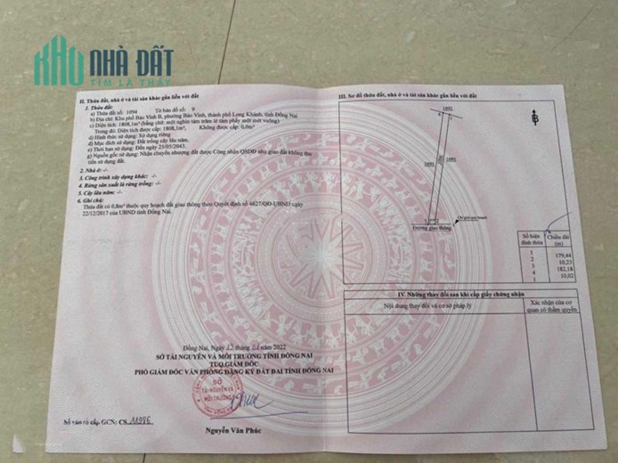CHÍNH CHỦ BÁN LÔ ĐẤT 2 MT TÁI ĐỊNH CƯ PHƯỜNG BẢO VINH – GIÁ RẺ.