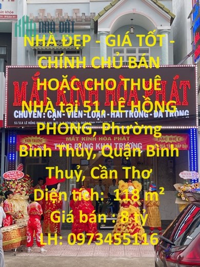 NHÀ ĐẸP - GIÁ TỐT - CHÍNH CHỦ BÁN HOẶC CHO THUÊ NHÀ tại Quận Bình Thuỷ, Cần Thơ