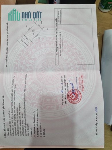 Chính chủ cần bán Nhanh Lô Đất Thuộc KĐC Việt Séc – Xã Trưng Vương – TP Việt Trì – Phú Thọ