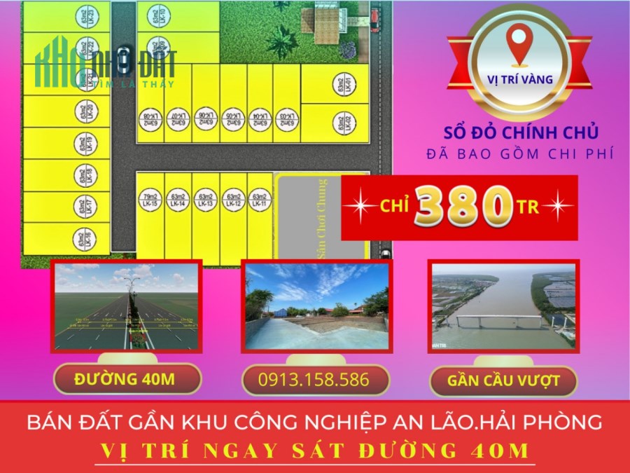 Chính chủ bán lô đất giá 380tr nằm gần 2 KCN lớn An Lão Hải Phòng