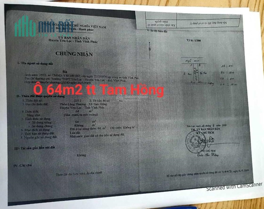 O94lO7l689. Bán nhà ( Lũng Thượng, TT Tam Hồng, Yên Lạc ) TT Yên Lạc, Yên Lạc,  64m² vuông, 3 tầng,