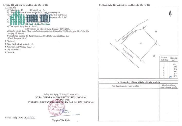 Bán đất nền thổ cư xã Phước Khánh huyện Nhơn Trạch Đồng Nai 1.6 tỷ