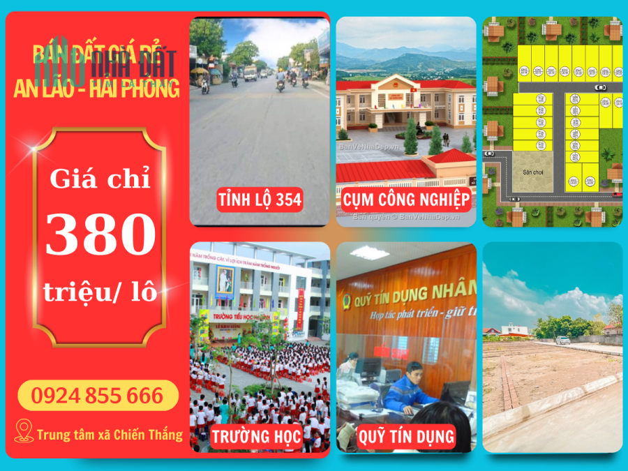 Bán đất lấy tiền xây nhà giá chỉ 380 triệu/ lô sổ đỏ cạnh cụm công nghiệp Chiến Thắng.
