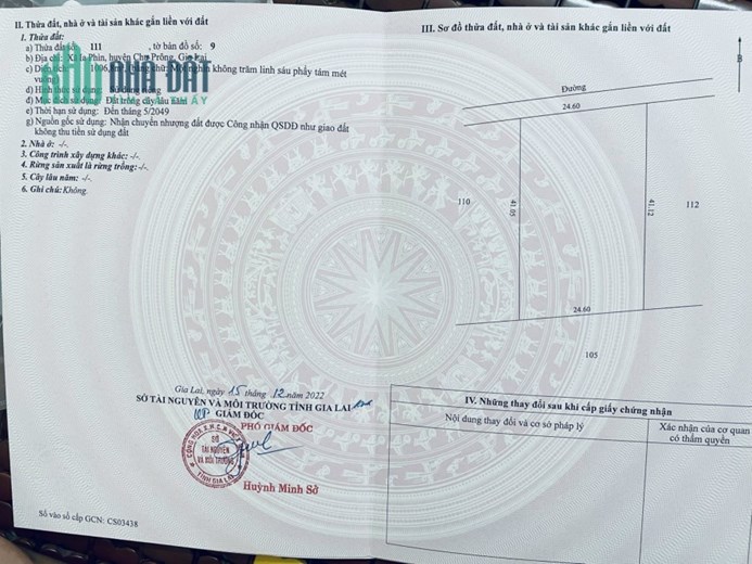 Đất chư prong gia lai sổ hồng rièng 1000m ĐƯờng ô tô 5m giá 180tr
