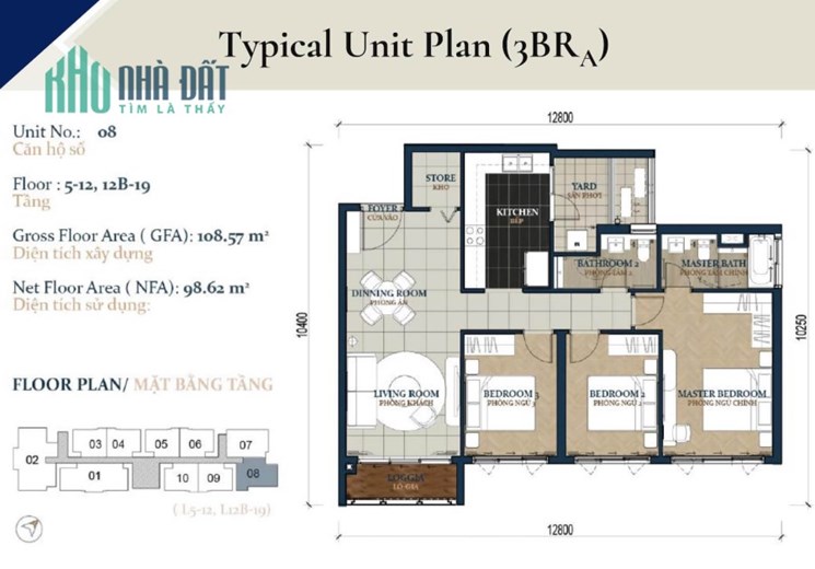 Bán Căn gốc 3PN Tầng 19 tháp D somerset full nội thất diện tích 105m, Có sẵn HĐ Cho thuê 484tr/năm