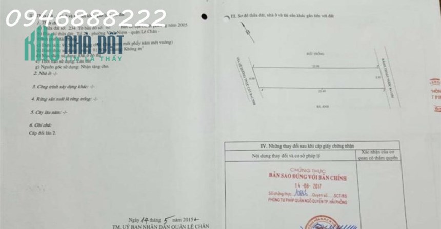 Lô đất siêu đẹp và tiềm năng mặt đường TRỰC CÁT - VĨNH NIỆM - LÊ CHÂN