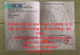 CHÍNH CHỦ Cần Bán Nhanh 2 Lô Đất Vị Trí Đắc Địa Tại Phường 6, TP Sóc Trăng , Sóc Trăng