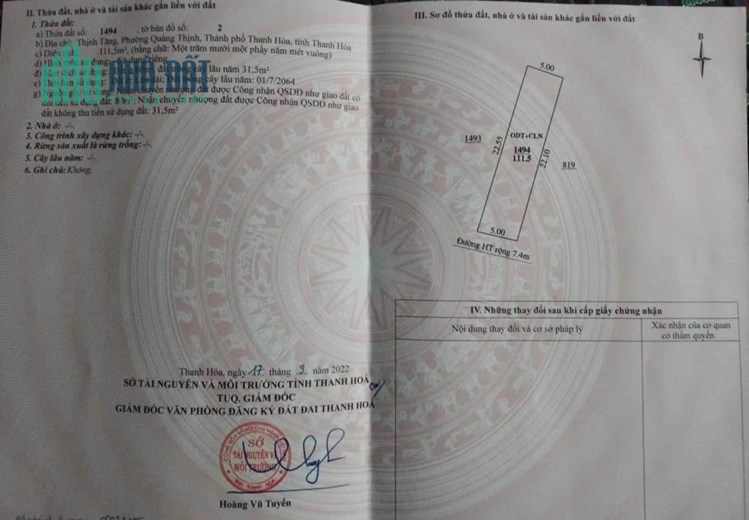 Bán Đất Đẹp - Vị Trí Đặc Địa Tại Phường Quảng Thịnh, TP Thanh Hoá