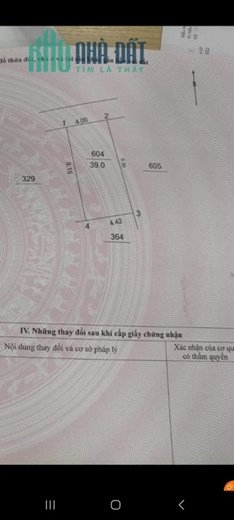 Bán mảnh đất 39m2 tại Kỳ Thủy Bích Hòa Thanh Oai giá 1 tỷ 330