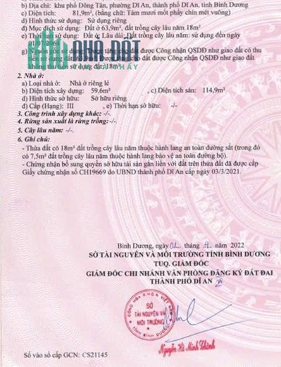 NHÀ ĐẸP CHÍNH CHỦ - SỔ HỒNG RIÊNG Tại KP Đông Tân, Dĩ An - Bình Dương