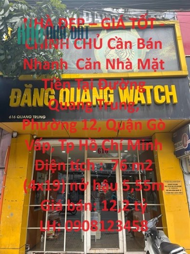 NHÀ ĐẸP – GIÁ TỐT - CHÍNH CHỦ Cần Bán Nhanh  Căn Nhà Mặt Tiền Tại Quận Gò Vấp , HCM