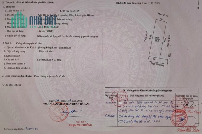 Bán nhà ngõ 302 Văn Cao, diện tích 54m 4 tầng GIÁ 3.2 tỉ gần gara ô.tô