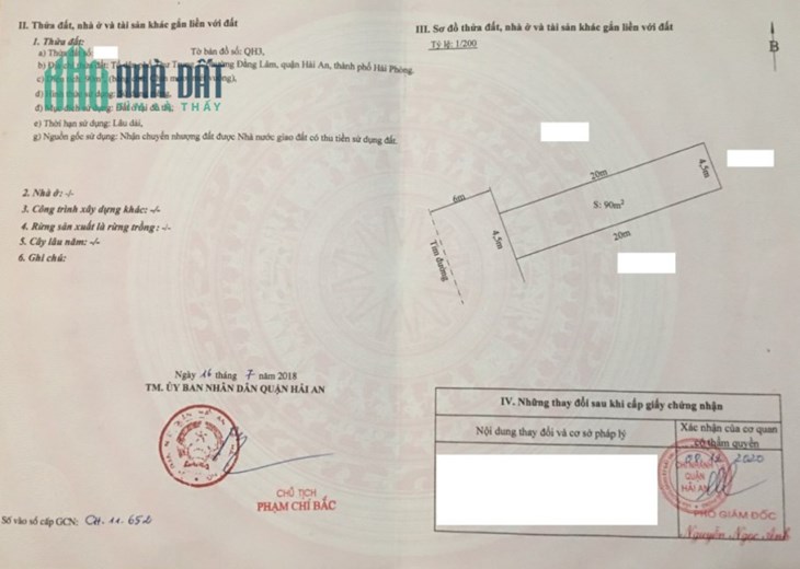 Bán đất phân lô 193 Văn Cao - Thư Trung 2, diện tích 90m đường 12m GIÁ 4.32 tỉ