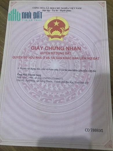 ĐẤT CHÍNH CHỦ – VỊ TRÍ ĐẮC ĐỊA Tại Xã Hòa Long, TP Bà Rịa, Tỉnh Bà Rịa - Vũng Tàu