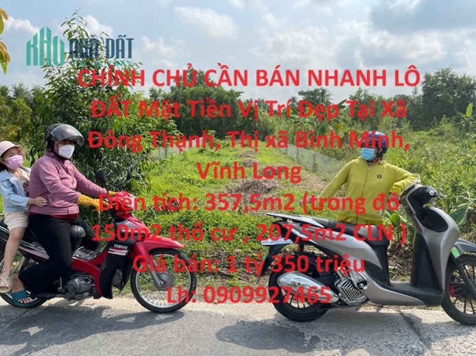 CHÍNH CHỦ CẦN BÁN NHANH LÔ ĐẤT Mặt Tiền Vị Trí Đẹp Tại Thị Xã Bình Minh, Vĩnh Long
