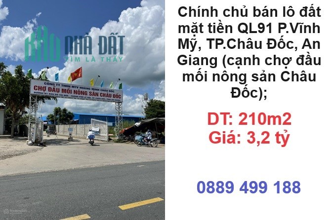 ⭐Chính chủ bán lô đất mặt tiền QL91 P.Vĩnh Mỹ, Châu Đốc, An Giang 3,2tỷ; 0889499188