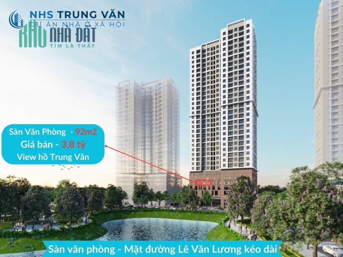Chủ đầu tư NHS Bán lô sàn văn phòng 92m2 tại Trung Văn giá 3,8 tỷ - View hồ Đông Nam đỉnh nhất dự án