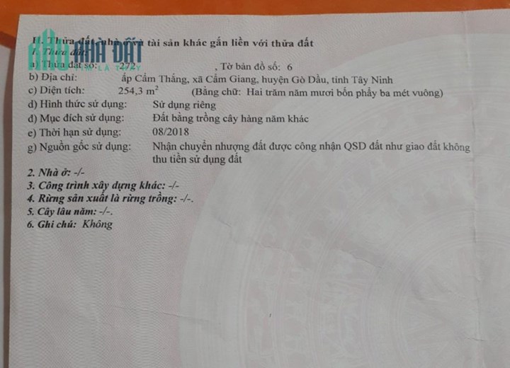 HOT HOT SỞ HỮU NGAY LÔ ĐẤT ĐẸP – GIÁ TỐT Tại Gò Dầu Tây Ninh