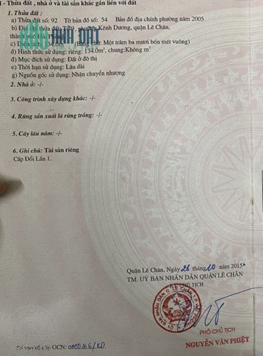Bán đất tuyến 2 Thiên Lôi, diện tích 134m GIÁ 5 tỉ ngõ 6m cực đẹp, gần Cầu Rào