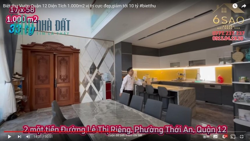 khu biệt thự Trị Giá 38 tỷ giảm còn 30 tỷ tại UBND Q.12.  YOUTUBE BẤT ĐỘNG SẢN 6 SAO