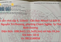 ĐẤT ĐẸP có sẵn nhà cấp 4, 150m2 - Cần Bán Nhanh Lô Đất Vị Trí Đắc Địa tại tp Thủ Dầu Một