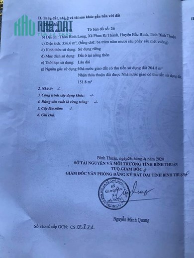 ĐẤT CHÍNH CHỦ - GIÁ TỐT - Bán Nhanh Lô Đất Tại  Xã Phan Rí Thành, Bắc Bình, Bình Thuận