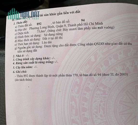 Cần bán gấp đất đường 6.Thái Dương Xanh,Dân cư hiện hữu,giá 2.9 tỷ 0933660119