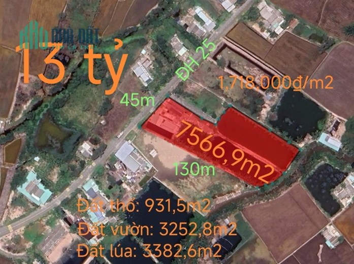 Bán lô đất thổ có nhà làm kho xưởng gần Quốc Lộ 50B giá 13tỷ