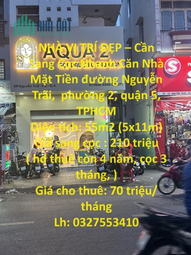 NHÀ VỊ TRÍ ĐẸP – Cần Sang Cọc Nhanh Căn Nhà Mặt Tiền đường Nguyễn Trãi