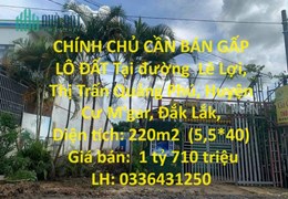 CHÍNH CHỦ CẦN BÁN GẤP LÔ ĐẤT   Tại đường  Lê Lợi, Thị Trấn Quảng Phú, Huyện Cư M'gar, Đắk Lắk
