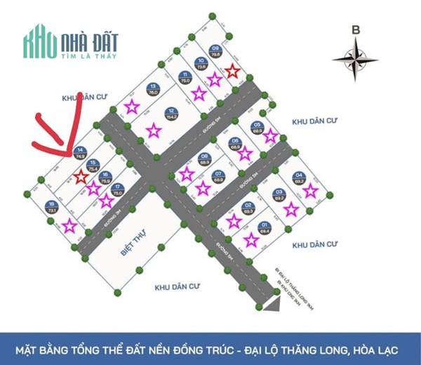 Đất 74,9m2 Đồng Trúc Thạch Thất