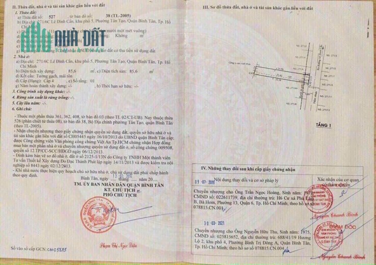 Bán đất 271/6C Lê Đình Cẩn , Tân Tạo, quận Bình Tân