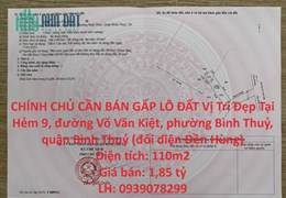 CHÍNH CHỦ CẦN BÁN GẤP LÔ ĐẤT Vị Trí Đẹp Tại quận Bình Thủy, TP Cần Thơ