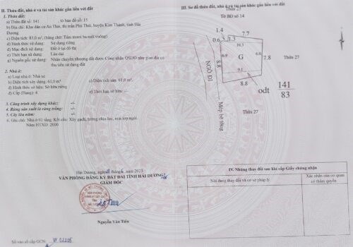 Chính chủ bán 93m2 số 1 ngõ 164 đường Thanh Niên, KDC An Thái, thị trấn Phú Thái, Kim Thành, Hải