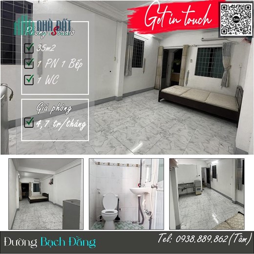 *****Phòng trọ Bạch Đằng, 35m2, Ban công, Cửa sổ