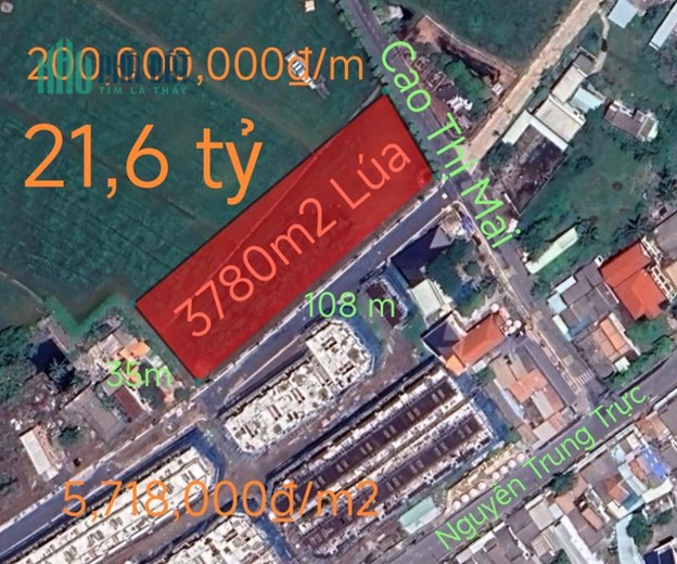 Bán lô đất lúa chuyển thổ phân lô hai mặt tiền giá 21,6 tỷ