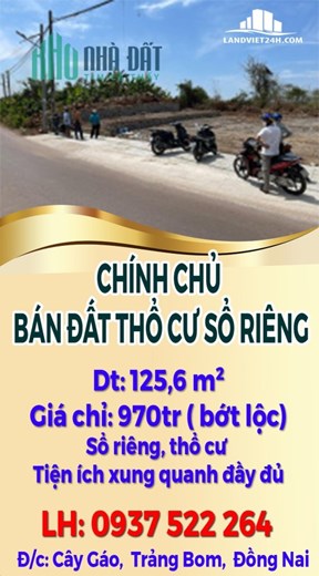 BÁN ĐẤT GIÁ RẺ TẠI TRẢNG BOM