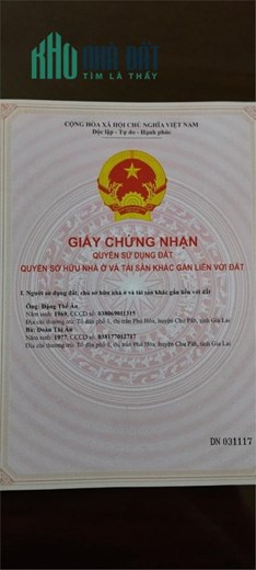 Đất Đẹp - Giá Tốt - Bán Lô Đất Vị Trí Đẹp Tại Lý Thường Kiệt, Thị trấn Phú Hòa,  Chư Păh