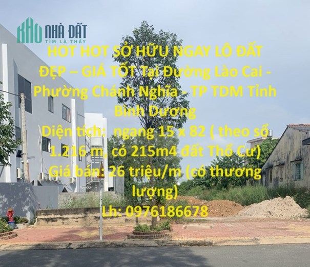 HOT HOT SỞ HỮU NGAY LÔ ĐẤT ĐẸP – GIÁ TỐT Tại TP Thủ Dầu I -  Bình Dương