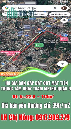 CHÍNH CHỦ – HẠ GIÁ- BÁN GẤP ĐẤT CÁCH TRẠM METRO – BẾN XE MIỀN ĐÔNG 2 PHÚT