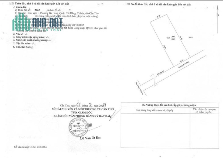 Chính Chủ Bán Đất Sổ Hồng Riêng Giá Rẻ Duy Nhất Tại Ba Láng-Cái Răng