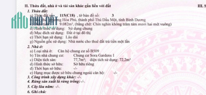 CHÍNH CHỦ BÁN NHANH CĂN HỘ CHUNG CƯ Vị Trí Đẹp Tại Tp Thủ Dầu Một, tỉnh Bình Dương